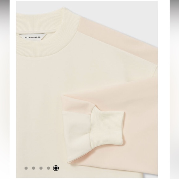 Club Monaco Colorblock Sweatshirt Cream and Pink/Rose Size Medium NWT - Picture 4 of 7